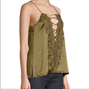 Cami NYC Olive Lace-Up Silk Top